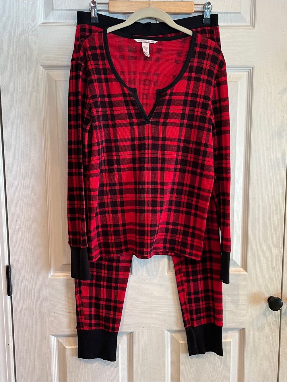 Victoria's Secret Red & Black Plaid V-Neck Sleep Set